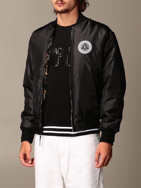 versace jeans reversible jacket black|versace black denim jacket.